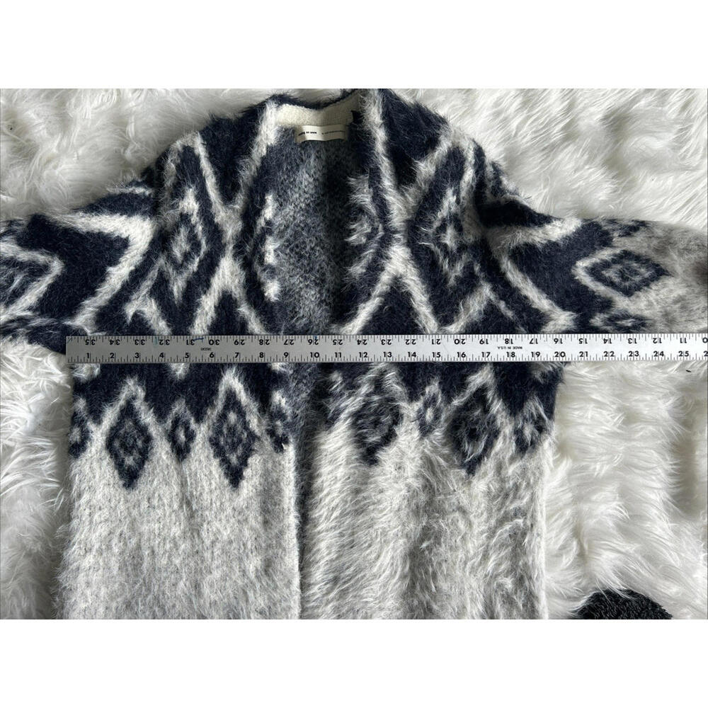 SLEEPING ON SNOW Anthropologie S Cardigan Black Ivory Alpaca Blend Cabincore - Picture 6 of 11